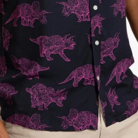 CHUBBIES Men's The Pink Triceratop (Rayon Full-Button) - L - Picture 12 of 12